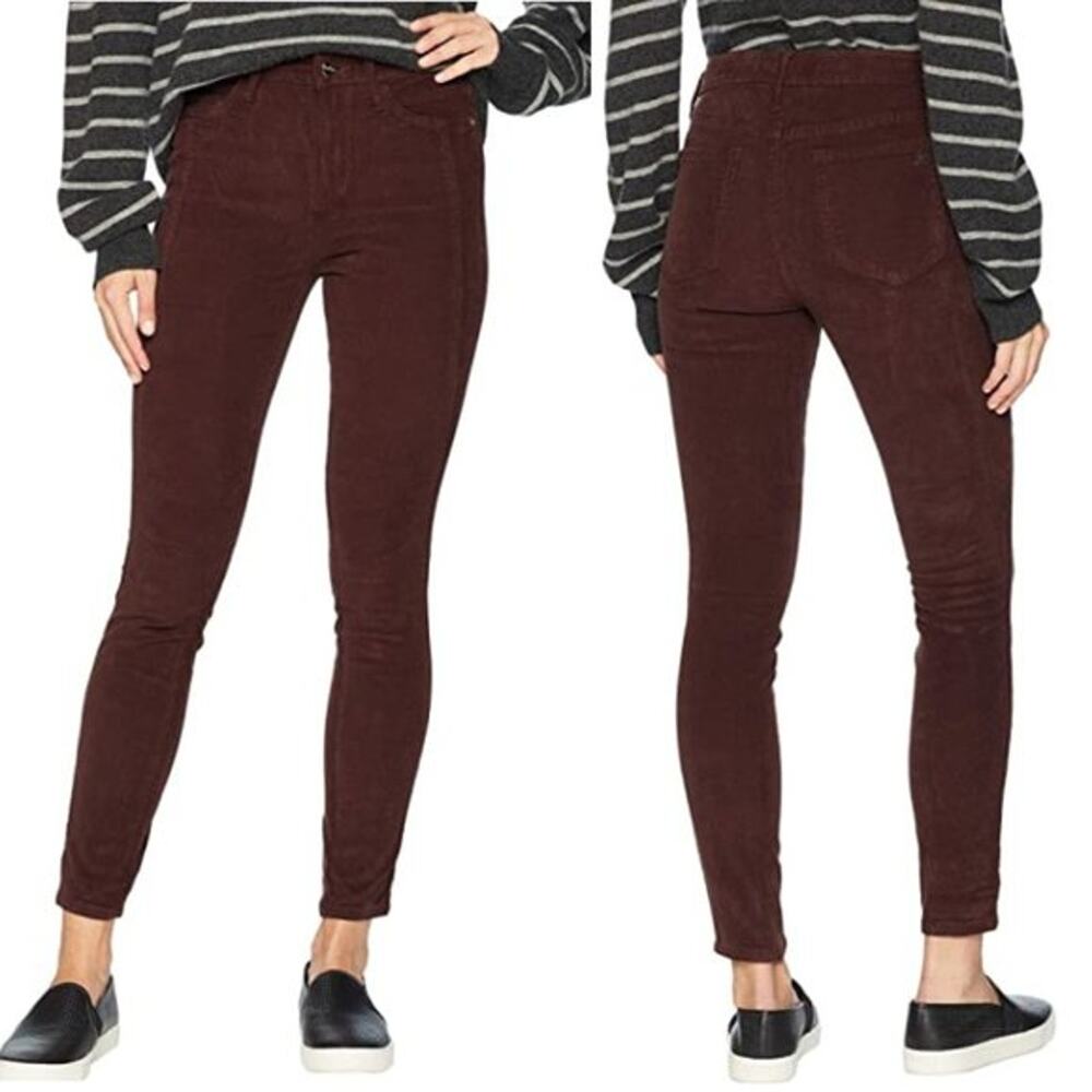 Sam Edelman The Stiletto Corduroy Skinny Pants Women's 2 Bordeaux High Rise